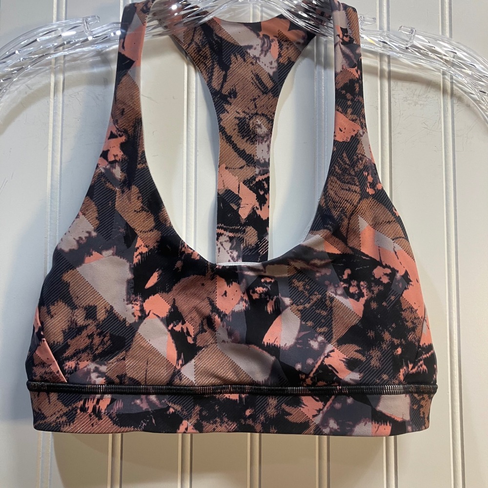 Lululemon Energy Bra Size 6 Abstract‎ Geometric Pink Grey Black Racerback Sport